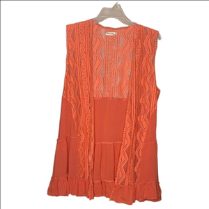 Southern stitch  coral Sleeveless Lace over top size 2xl